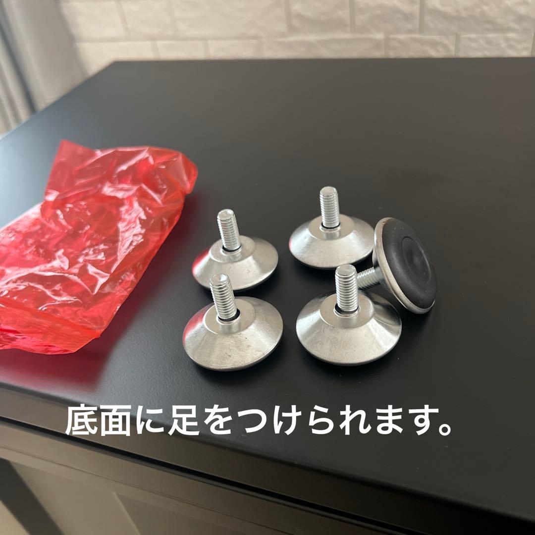 未使用！大容量 スチール製 収納ボックス 蓋付き 完成品！ブラック