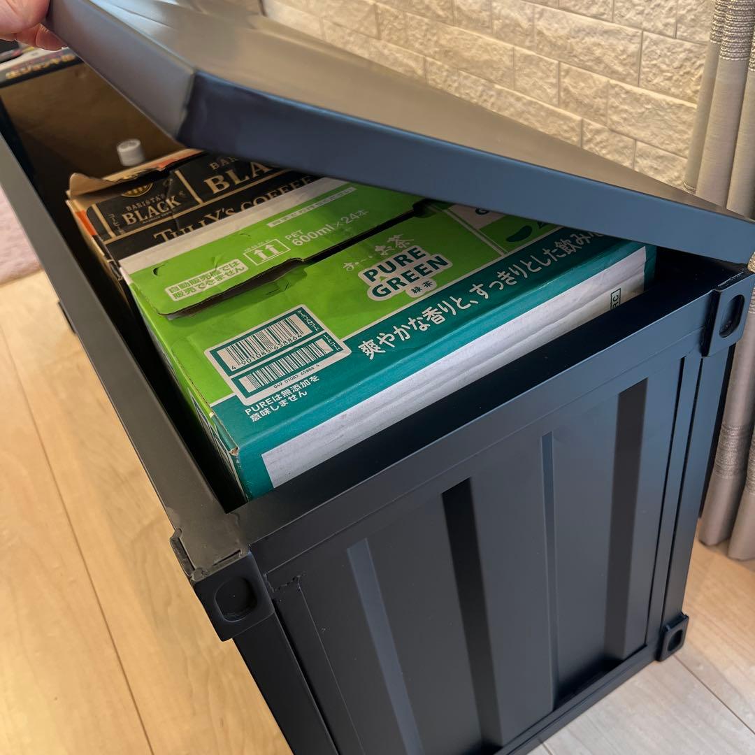 未使用！大容量 スチール製 収納ボックス 蓋付き 完成品！ブラック