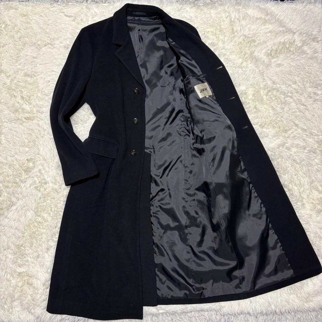 【JUNMEN】ウール90% マキシ丈チェスターコート 日本製 ブラック M