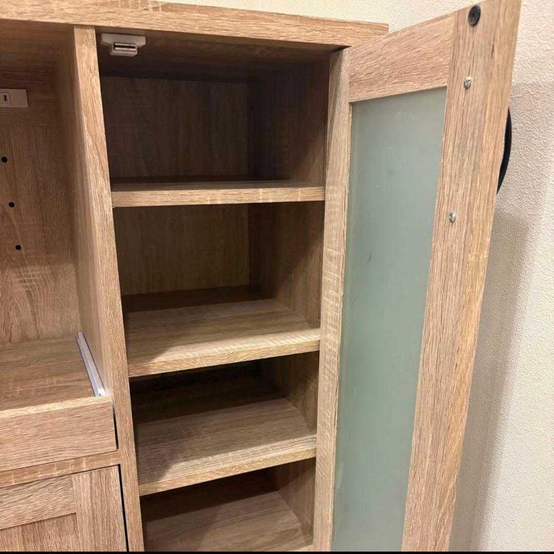 ⭐️訳あり大特価⭐️オーク スライド棚付きキッチンカウンター 北欧風 ナチュラル 木