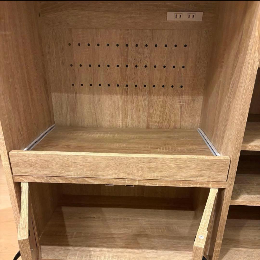 ⭐️訳あり大特価⭐️オーク スライド棚付きキッチンカウンター 北欧風 ナチュラル 木
