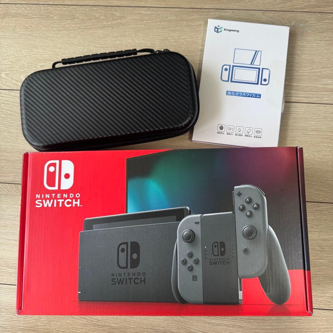 任天堂Switch 本体グレー セット【美品】【専用ケース・画面フィルム付き】