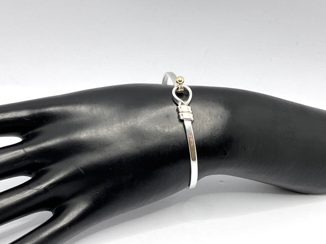 c630 美品　ティファニー　ラブノット　フック&アイ　バングル　750/925