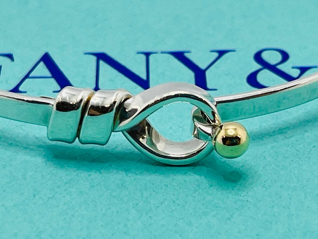 c630 美品　ティファニー　ラブノット　フック&アイ　バングル　750/925