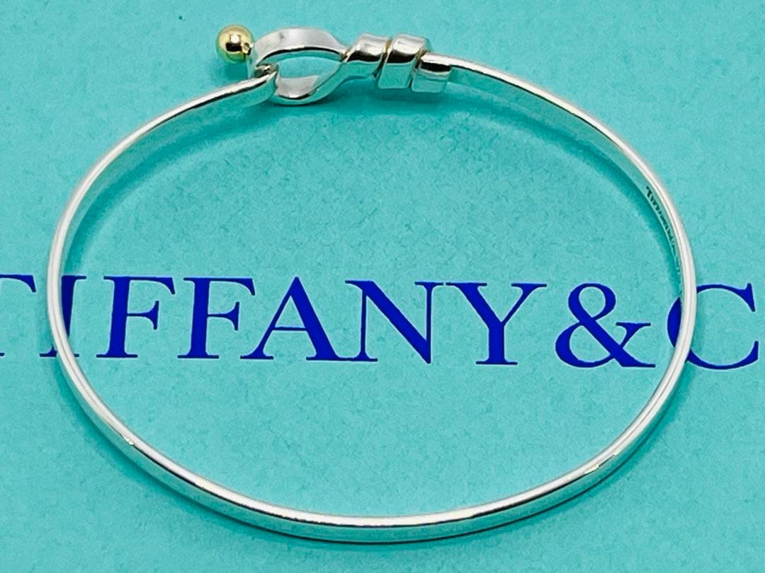 c630 美品　ティファニー　ラブノット　フック&アイ　バングル　750/925