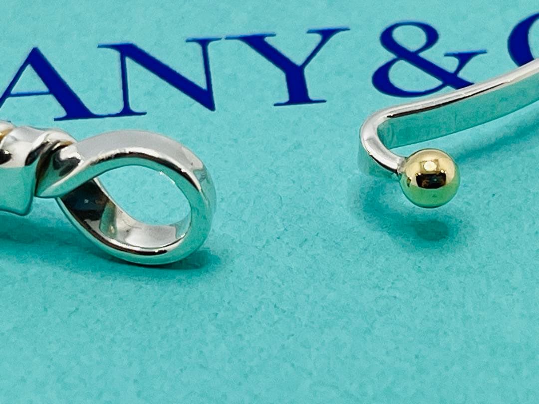 c630 美品　ティファニー　ラブノット　フック&アイ　バングル　750/925