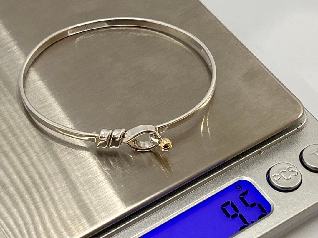 c630 美品　ティファニー　ラブノット　フック&アイ　バングル　750/925