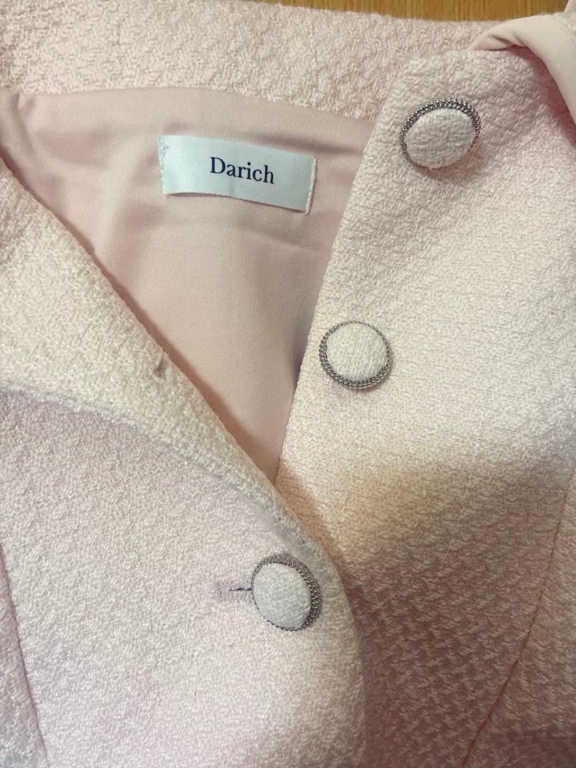 Darich ダーリッチ　ボンディングツイードオフショルチュニック　ピンク