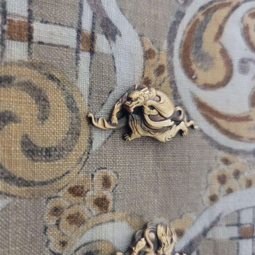 ★ラスト1set★目貫 風神雷神 容彫 金色絵 武具