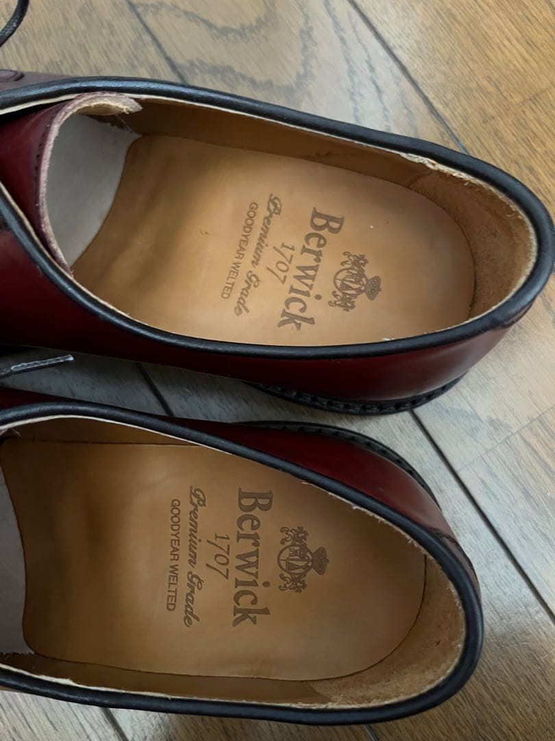 【未使用】Berwickバーガンディ　コードバン　ドレスシューズ