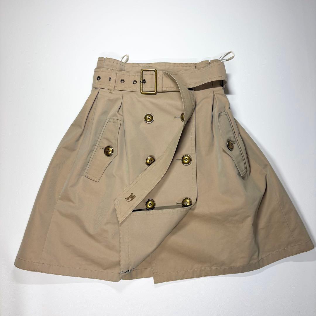 バーバリーブルーレーベル トレンチスカート 金ボタンM ホースロゴ
