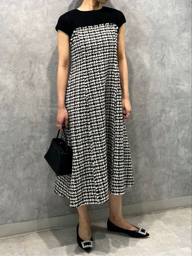 美品・現行品・36　BALLSEY　ニットコンビツイードワンピース　ボールジィ