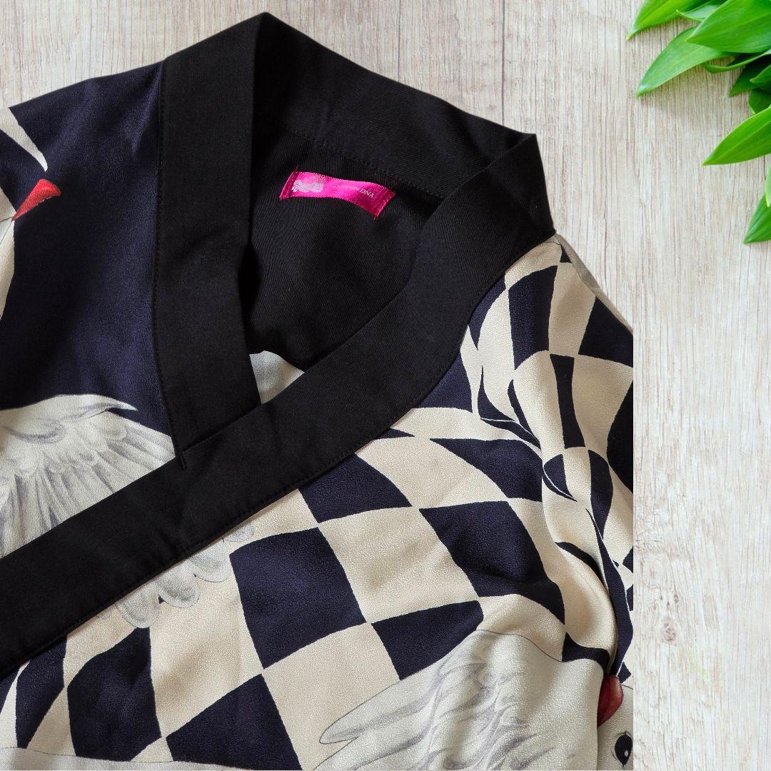 重宗玉緒 コラボ ワンピース 着物 鳩 冬 和装 和服 カジュアル 現代和装　袷