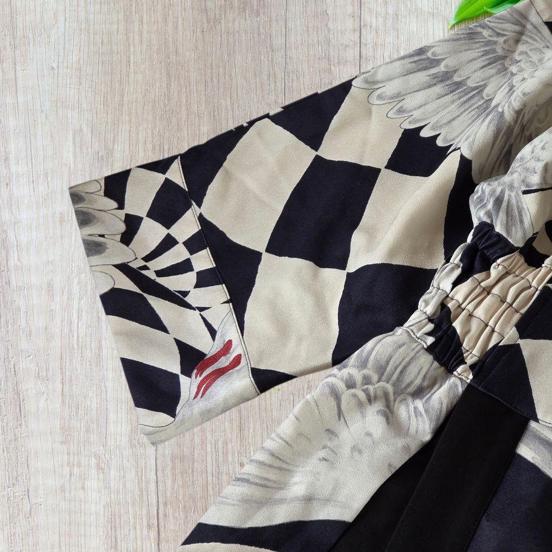 重宗玉緒 コラボ ワンピース 着物 鳩 冬 和装 和服 カジュアル 現代和装　袷