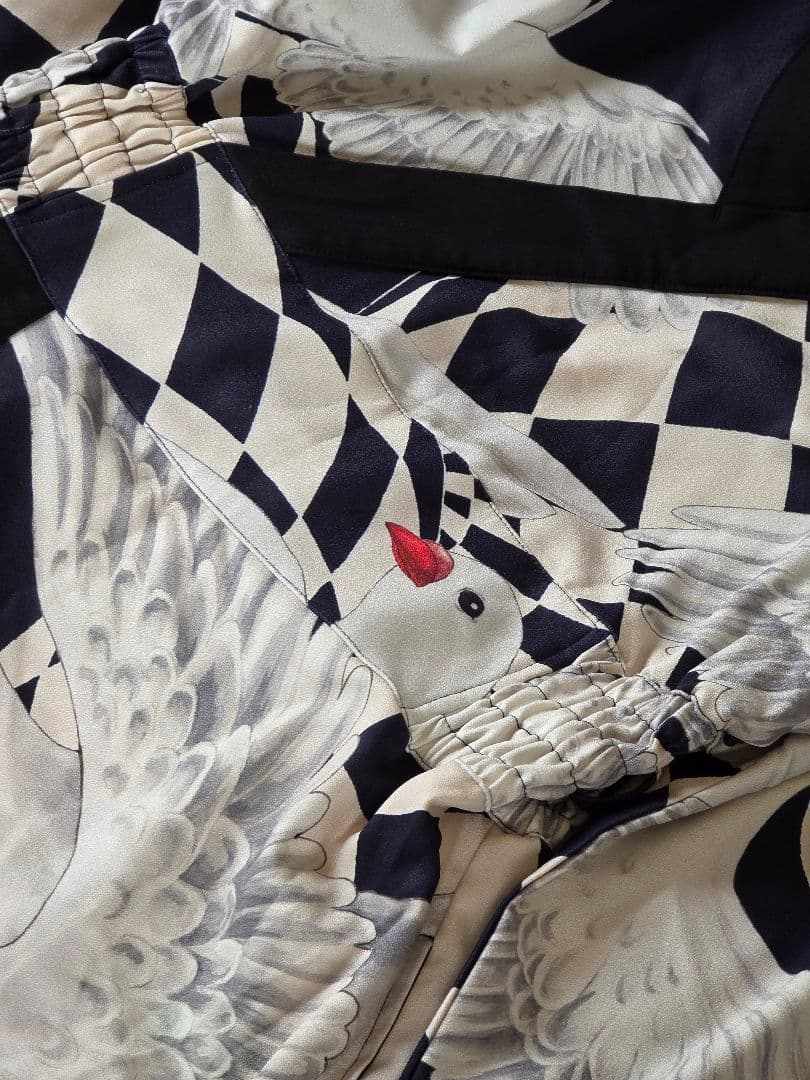 重宗玉緒 コラボ ワンピース 着物 鳩 冬 和装 和服 カジュアル 現代和装　袷