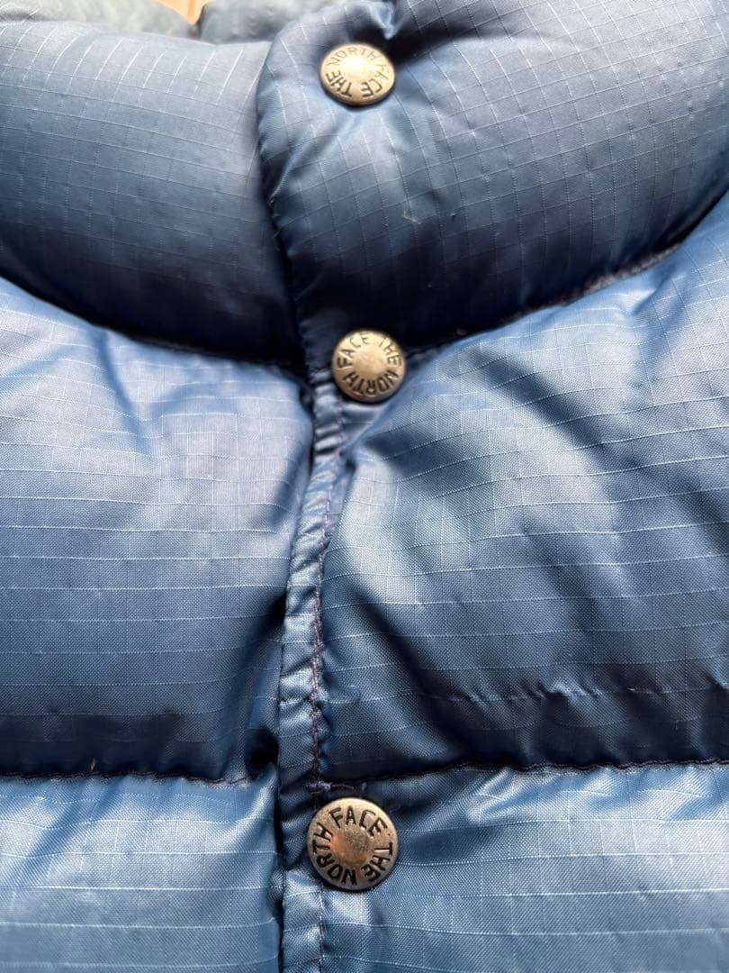 THE NORTH FACE 茶タグ、ダウンベスト S、70s、ネイビー