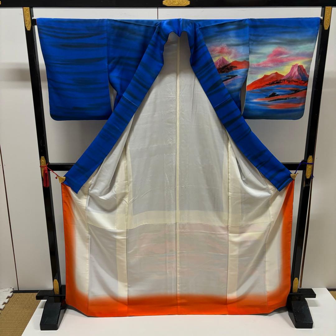 圧巻 訪問着 裄67 まるで絵画の様 素敵なデザイン 正絹 AK-3889