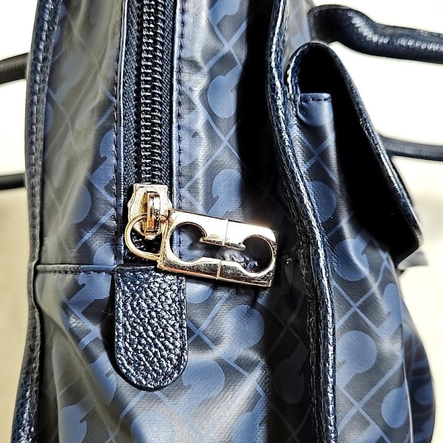 美品☆GHERARDINI ゲラルディーニ モノグラム総柄 濃紺ミニトートバッグ