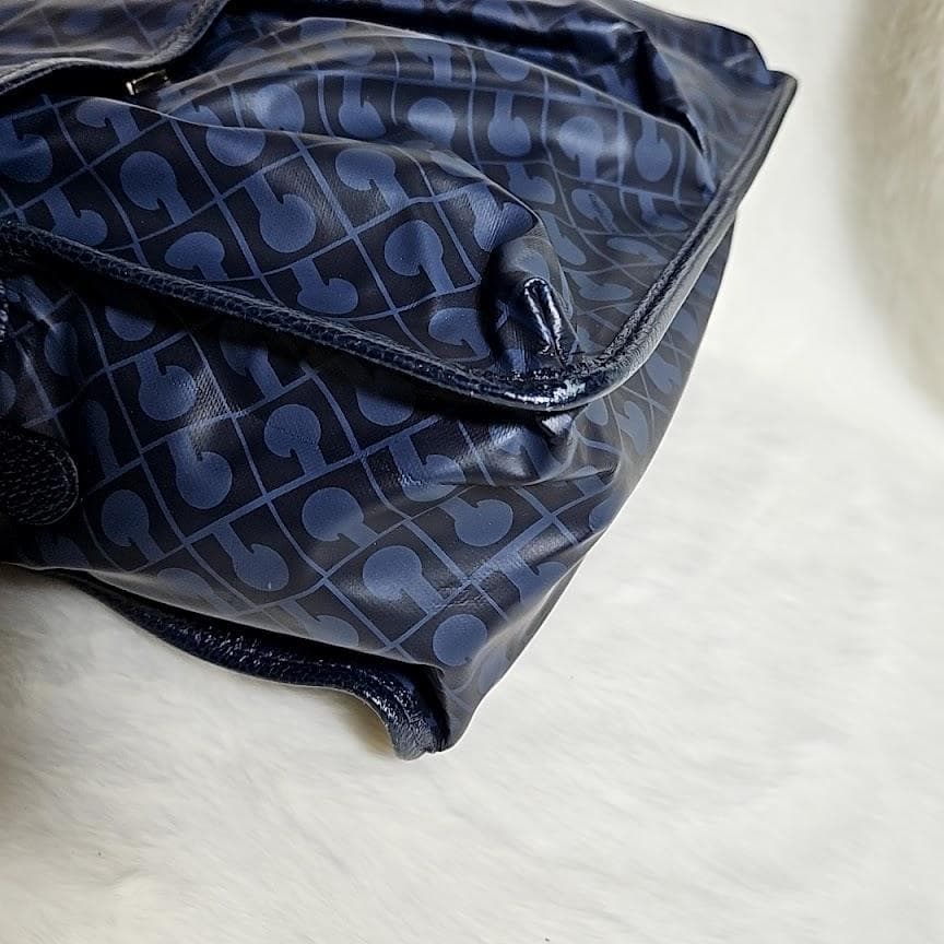 美品☆GHERARDINI ゲラルディーニ モノグラム総柄 濃紺ミニトートバッグ