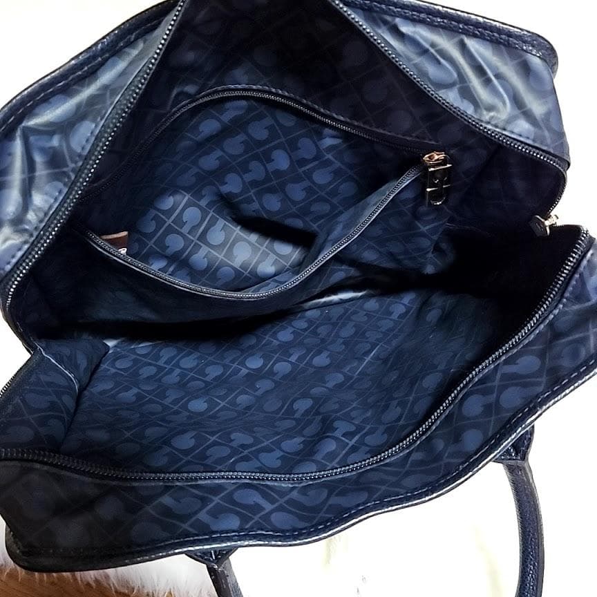 美品☆GHERARDINI ゲラルディーニ モノグラム総柄 濃紺ミニトートバッグ
