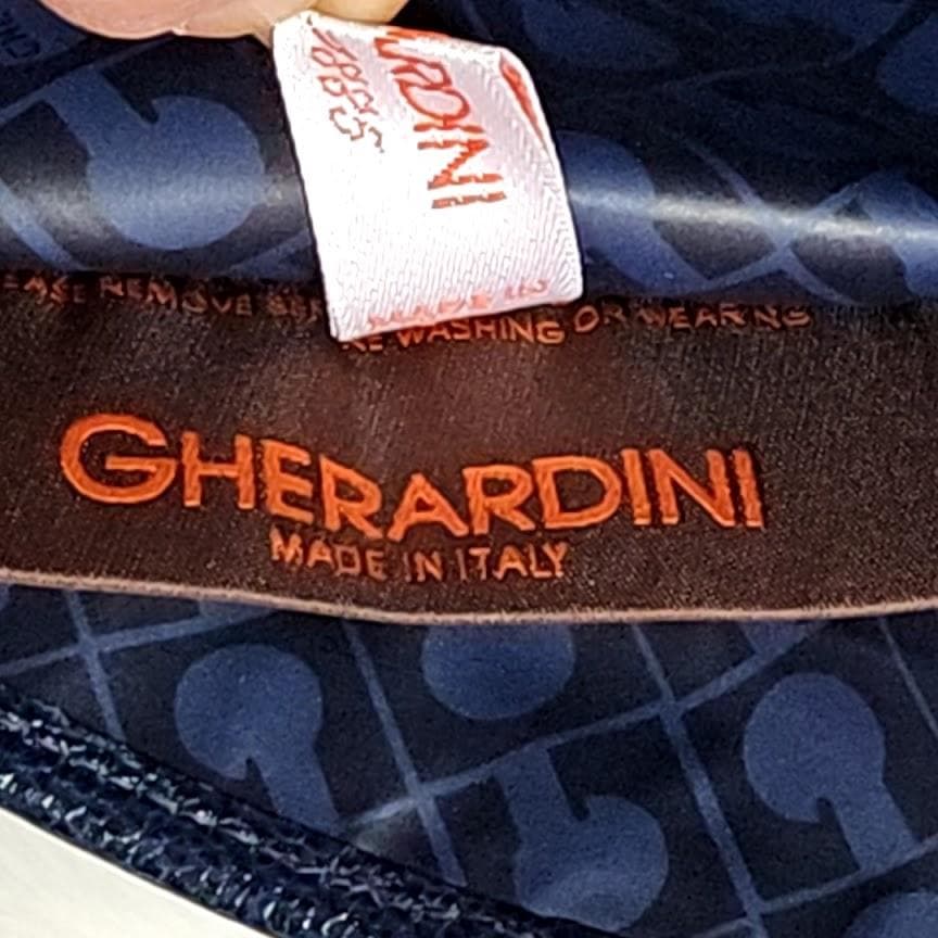 美品☆GHERARDINI ゲラルディーニ モノグラム総柄 濃紺ミニトートバッグ