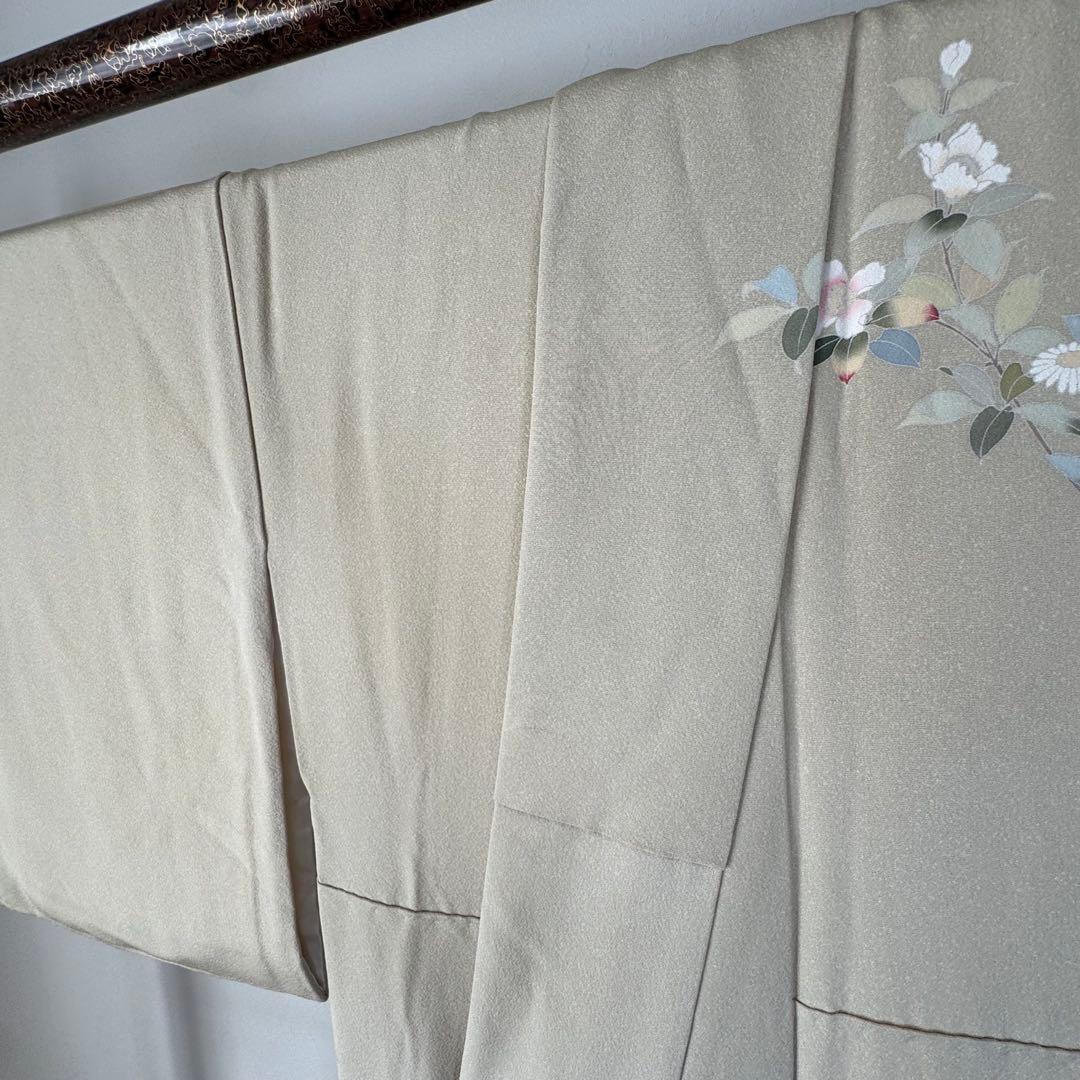 超美品　正絹　袷　訪問着　着物　着丈161　裄66　クリーム　黄緑　水色　ピンク
