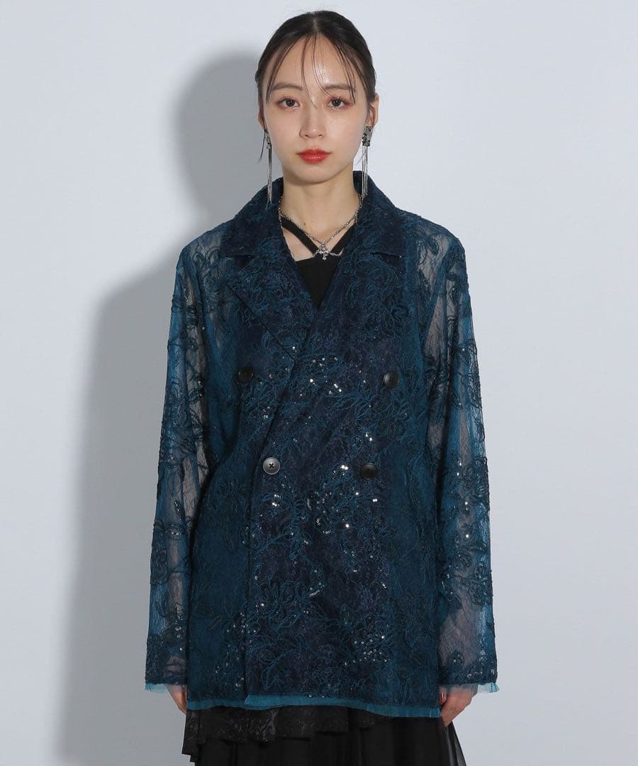 HARE フラワーレースジャケット ブルー