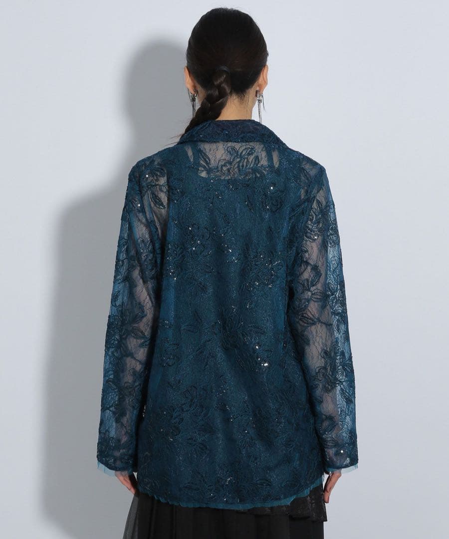 HARE フラワーレースジャケット ブルー