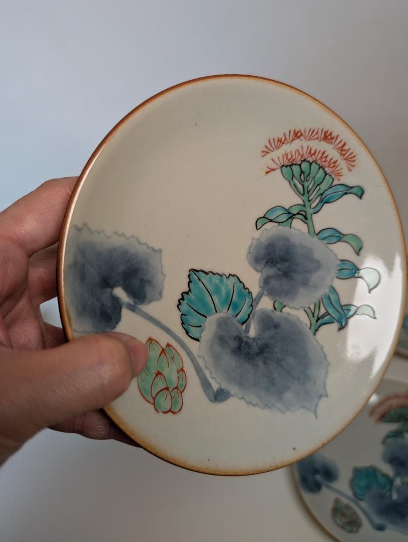 佐藤走破　5代目　花柄の五寸丸皿　5枚セット　有田焼