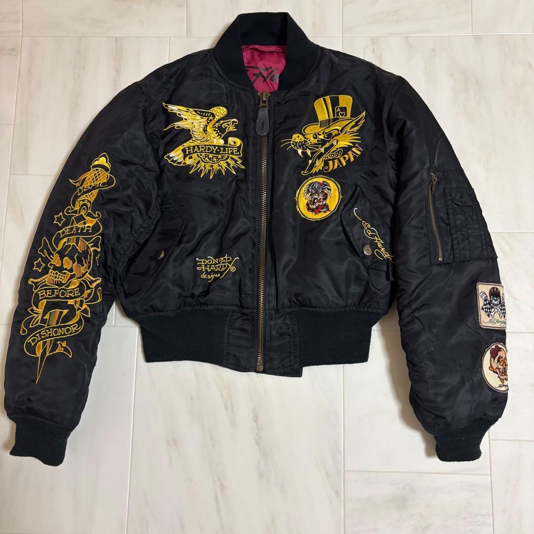 Ed Hardyエドハーディー　スカジャン　刺繍柄　レディースXS スカル　短丈