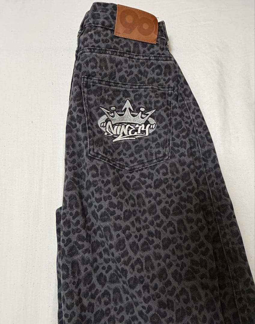 【完売品】9090 レオパードデニムパンツ S