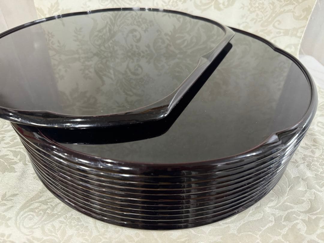 【ほぼ美品】懐石盆　半月盆　縁起の良い梅の花型　リバーシブル12枚セット