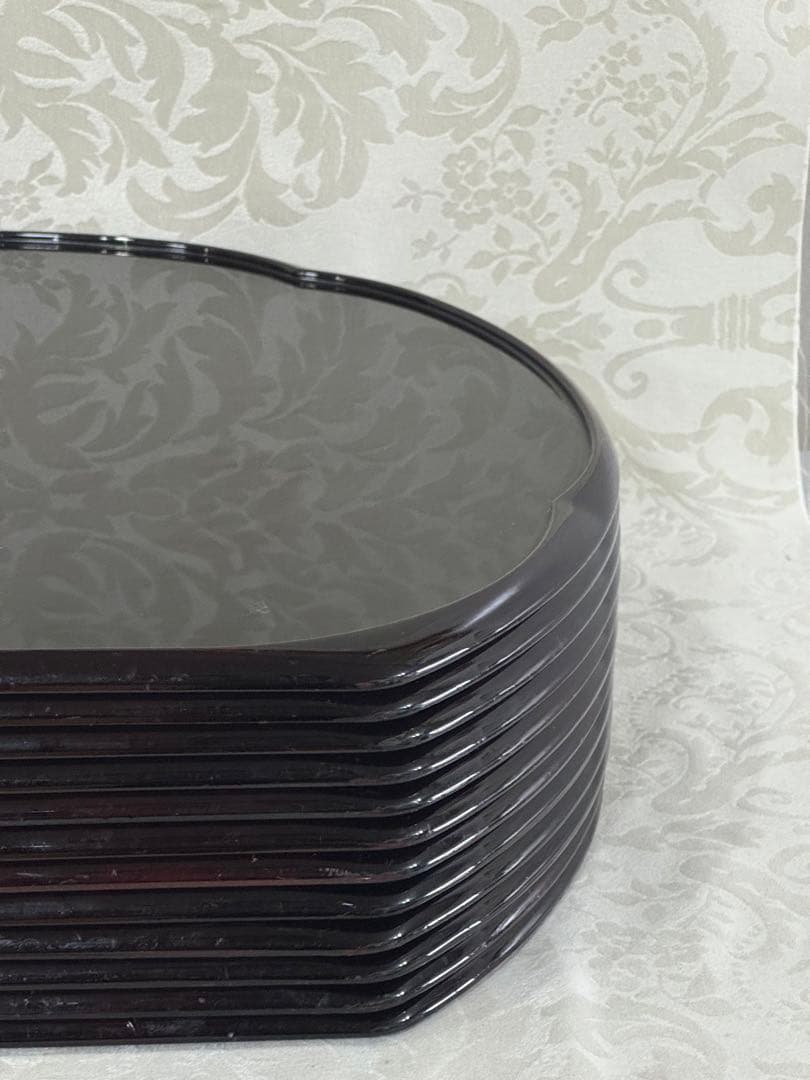 【ほぼ美品】懐石盆　半月盆　縁起の良い梅の花型　リバーシブル12枚セット