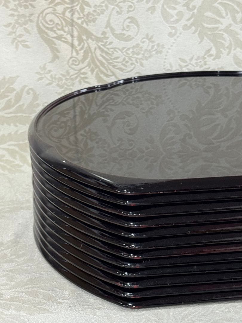 【ほぼ美品】懐石盆　半月盆　縁起の良い梅の花型　リバーシブル12枚セット