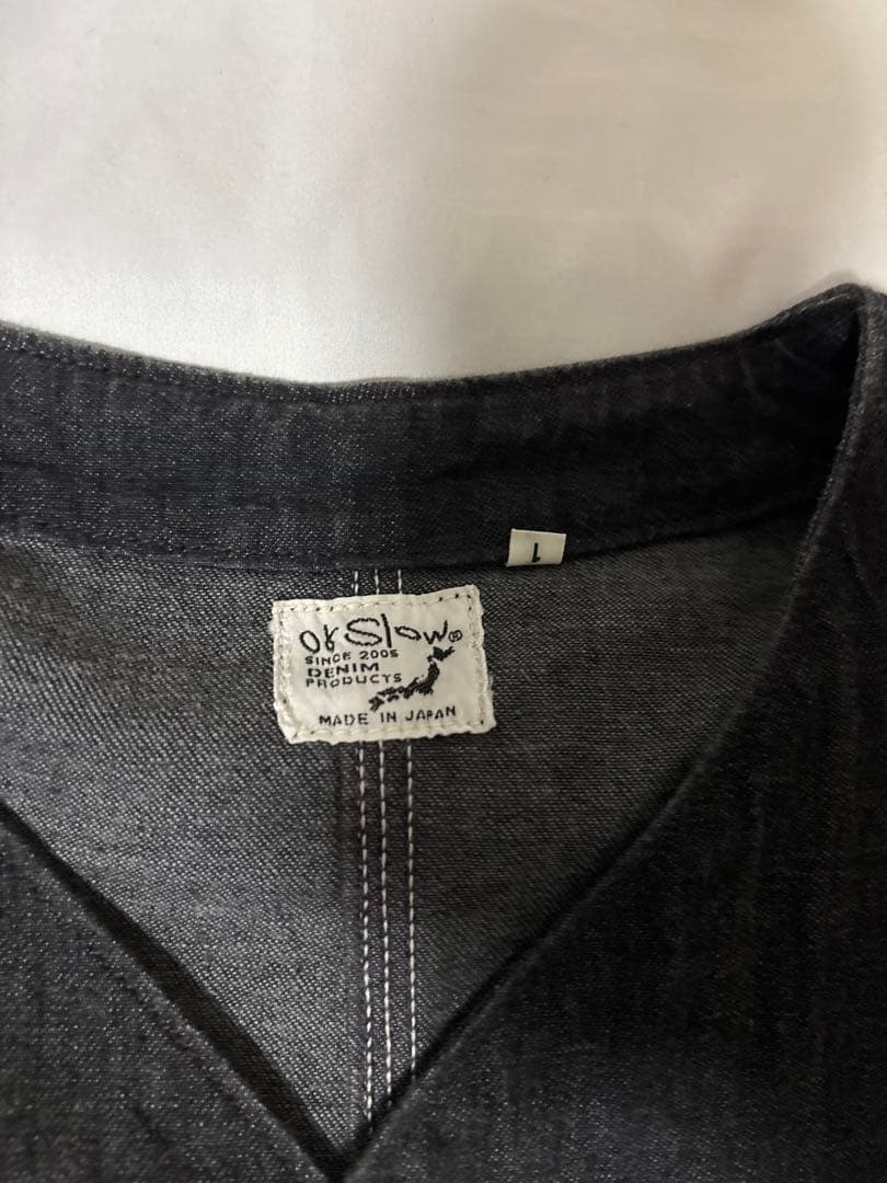 オアスロウ ノーカラー　デニムカバーオール サイズ1 ブラック