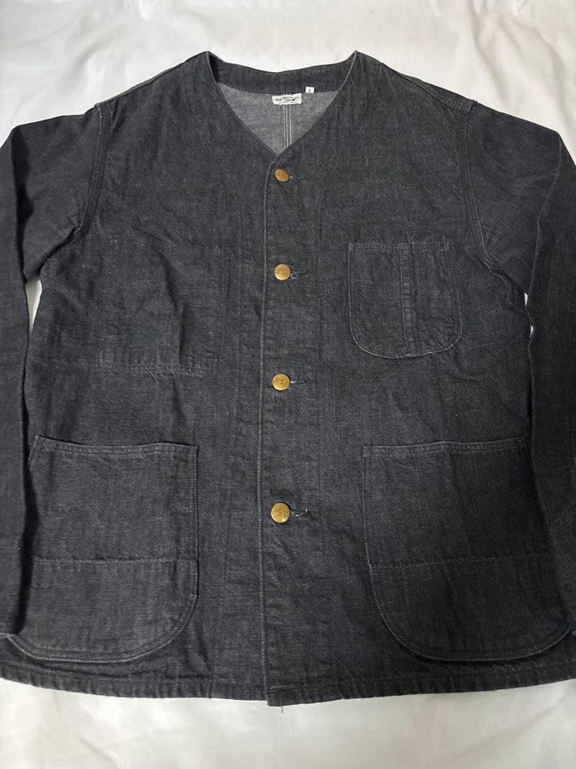 オアスロウ ノーカラー　デニムカバーオール サイズ1 ブラック