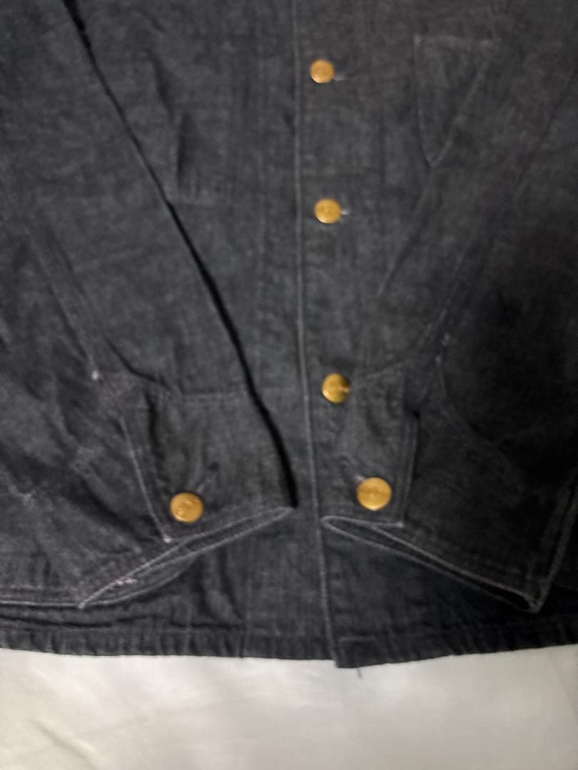 オアスロウ ノーカラー　デニムカバーオール サイズ1 ブラック