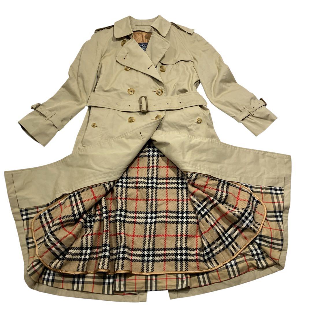 【逸品】バーバリーズ　ダブル　ロングトレンチコート　ハニーベージュ　ライナー付