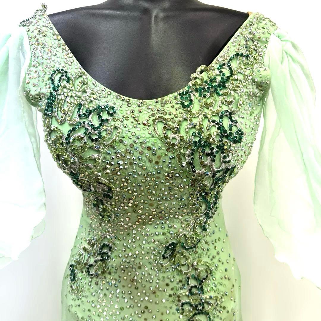 6346★ジャンティ★S ライトグリーン スタンダードドレス 社交ダンス