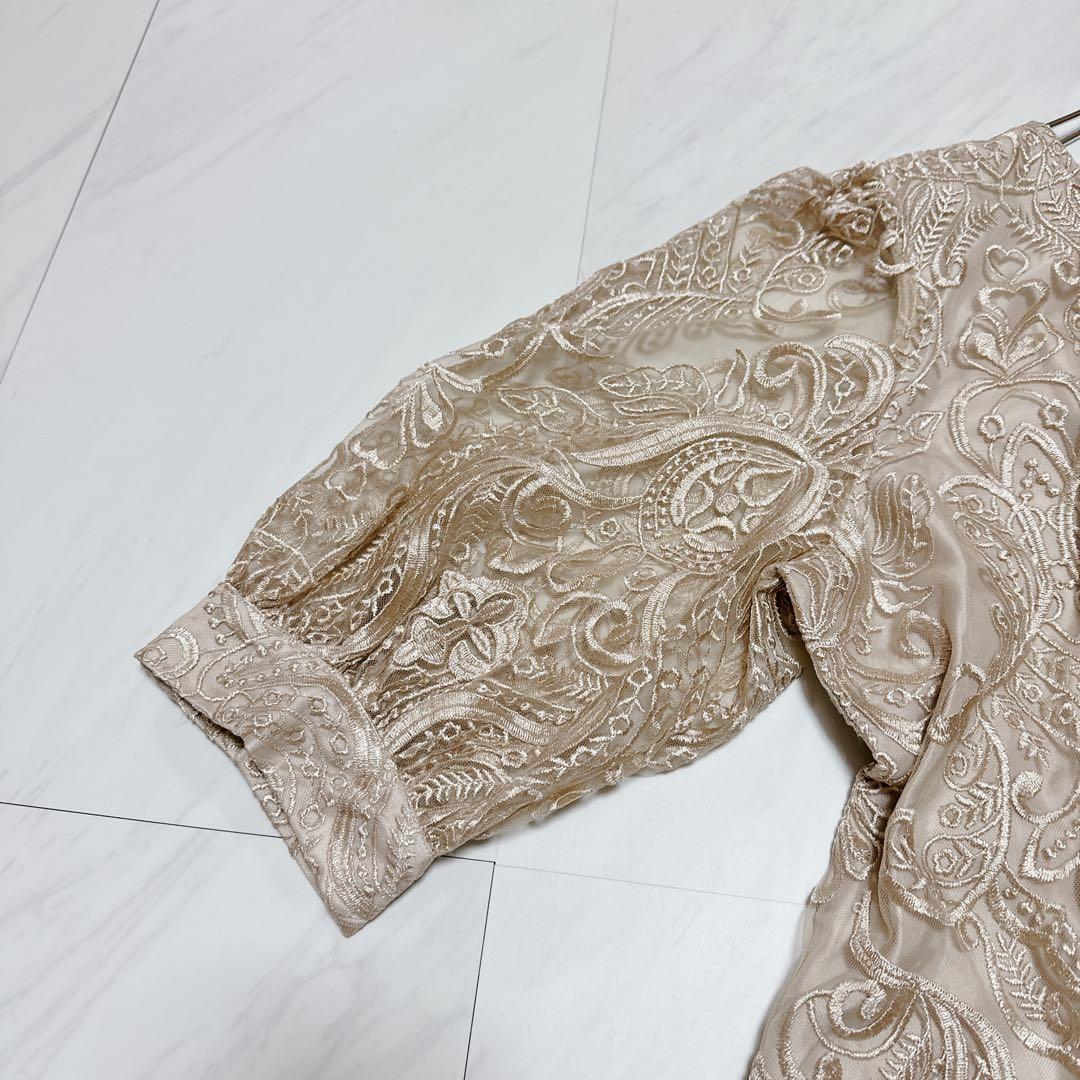 ハレモード エンブロイダリーコクーンドレス ベージュ 大きいサイズ 4L