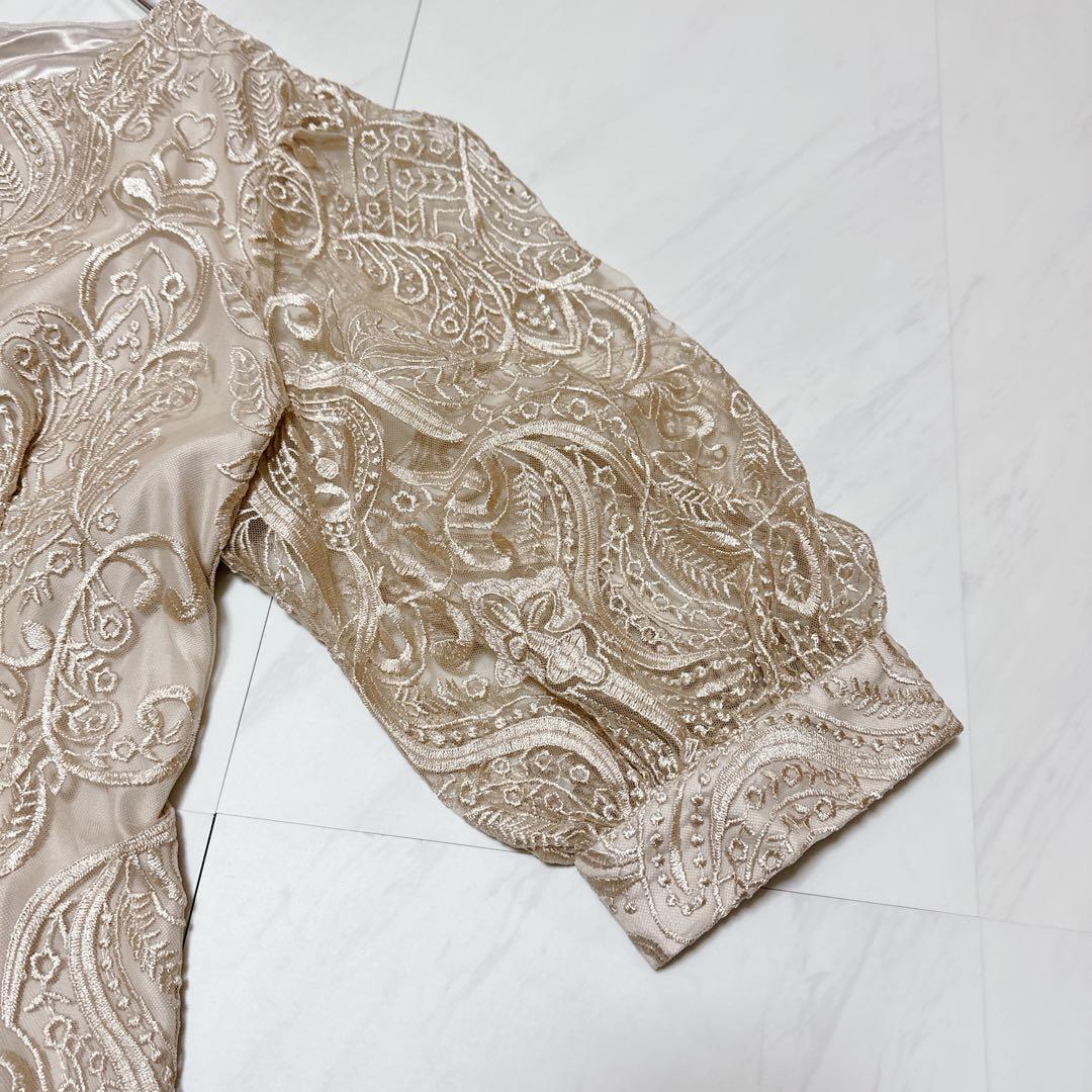 ハレモード エンブロイダリーコクーンドレス ベージュ 大きいサイズ 4L