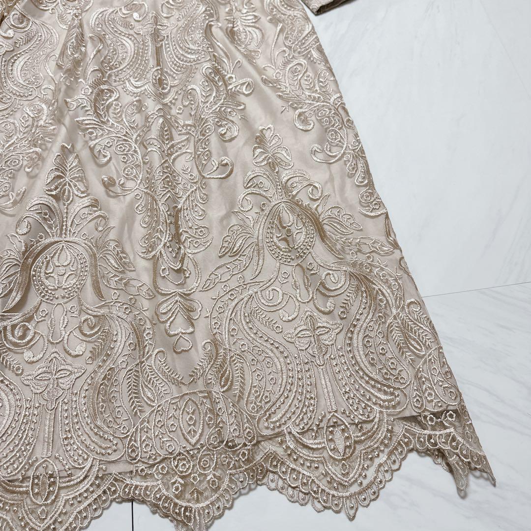 ハレモード エンブロイダリーコクーンドレス ベージュ 大きいサイズ 4L