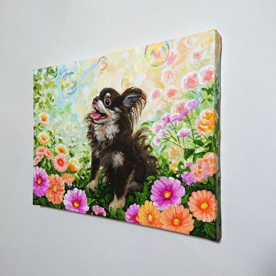 【チワワ】アクリル画 F4 風景画 絵画