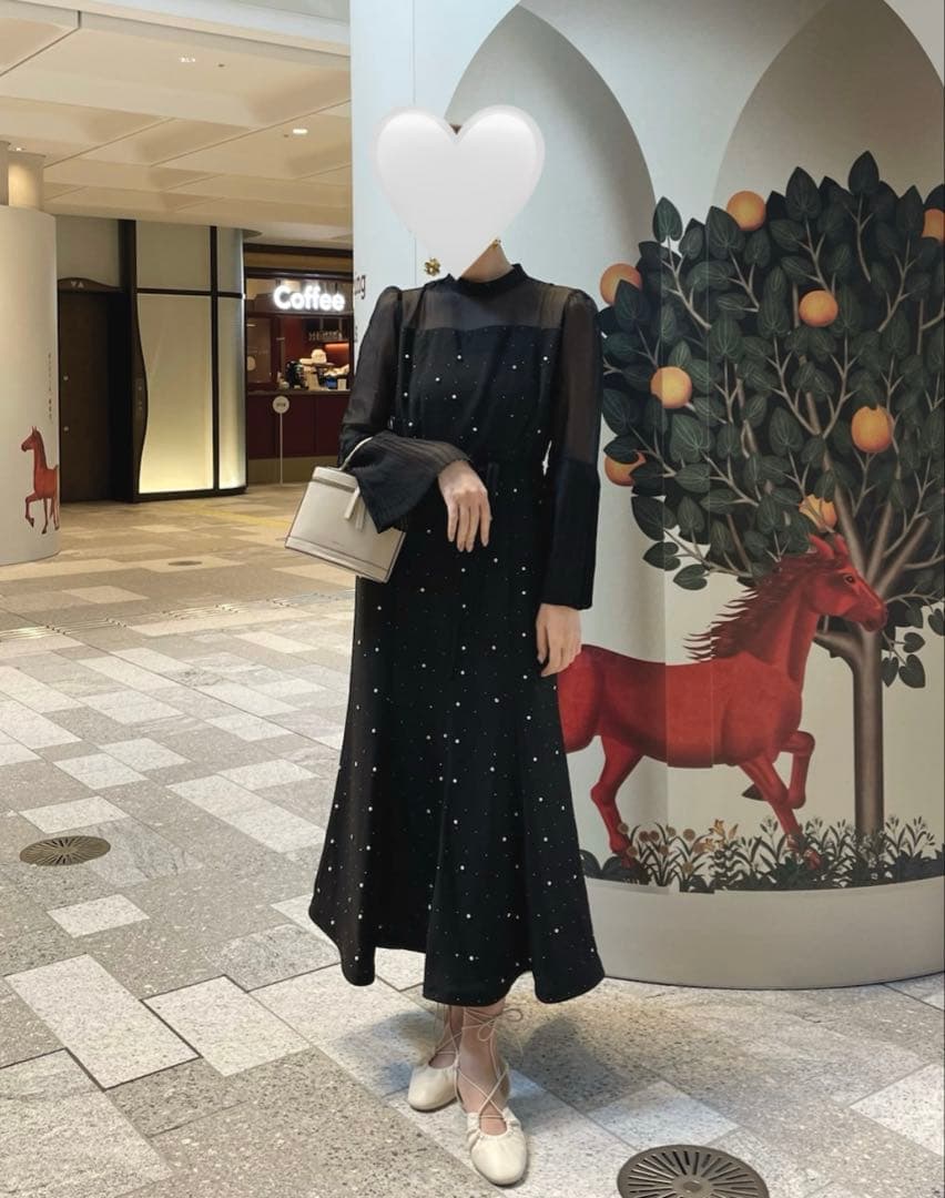 【soyu】LEJAパールビジュープリーツフレアスリーブマーメイドワンピー