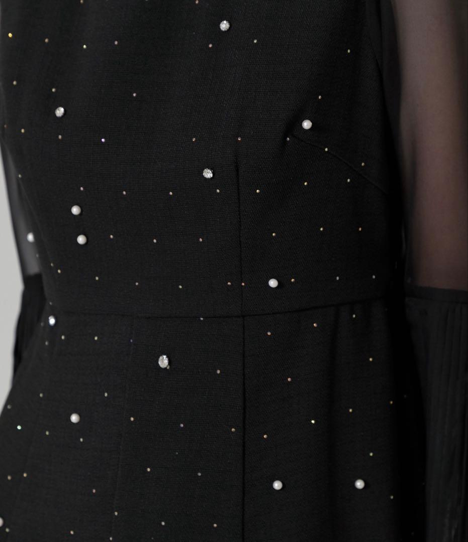 【soyu】LEJAパールビジュープリーツフレアスリーブマーメイドワンピー