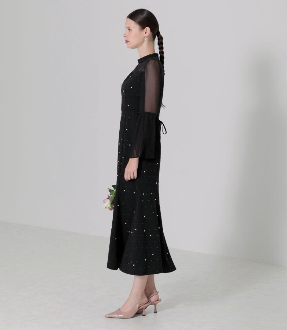 【soyu】LEJAパールビジュープリーツフレアスリーブマーメイドワンピー