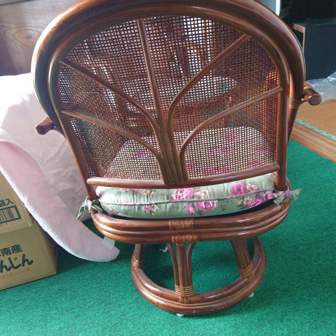 ◆ラタンチェア2脚とガラステーブルセット/昭和レトロ