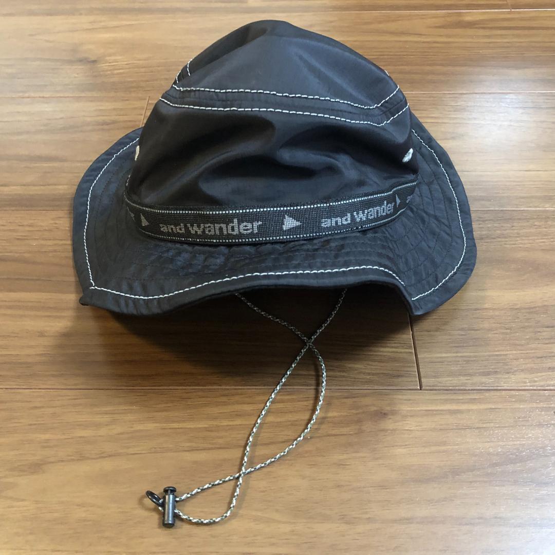 and wander アンドワンダー JQ tape hat 黒 BLACK