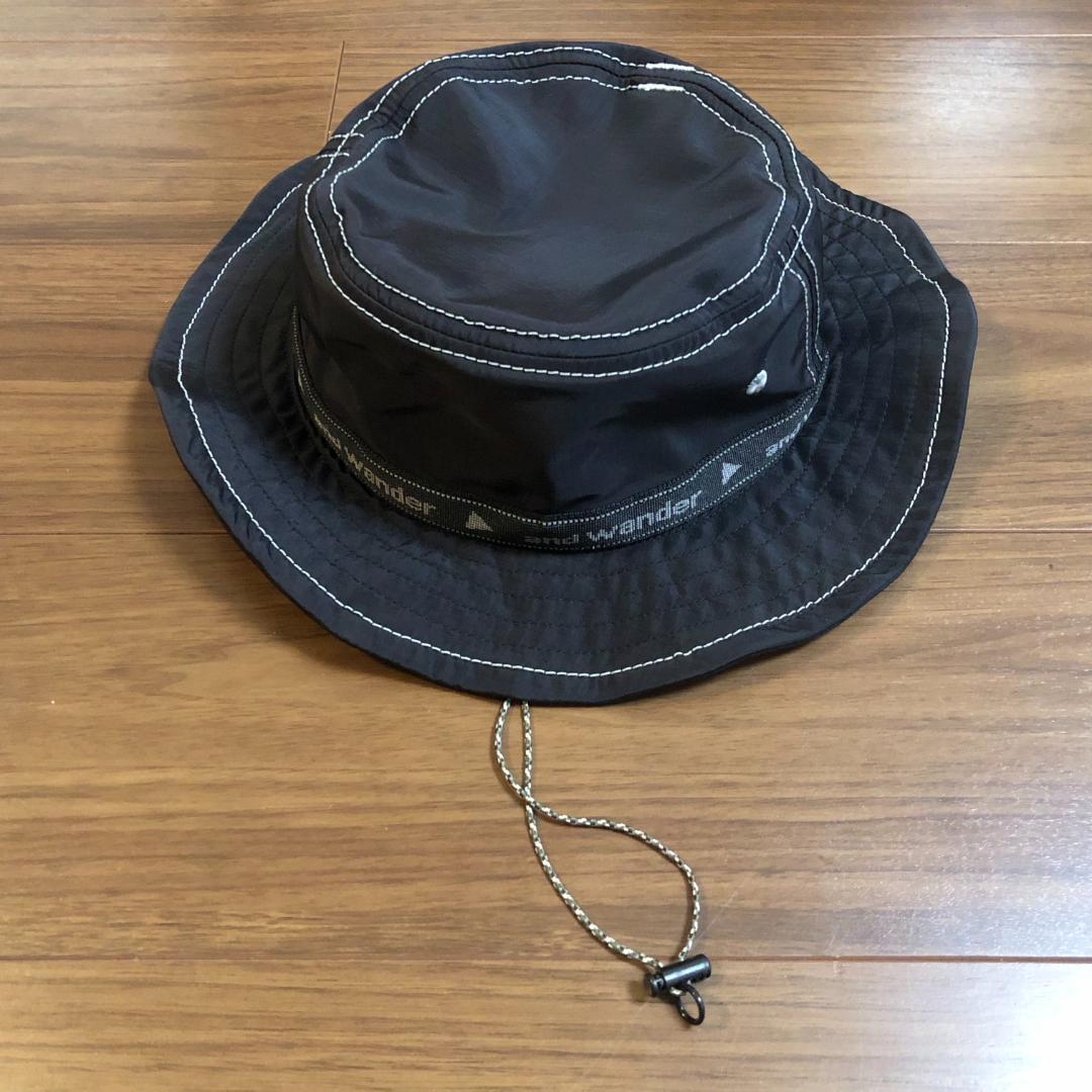 and wander アンドワンダー JQ tape hat 黒 BLACK