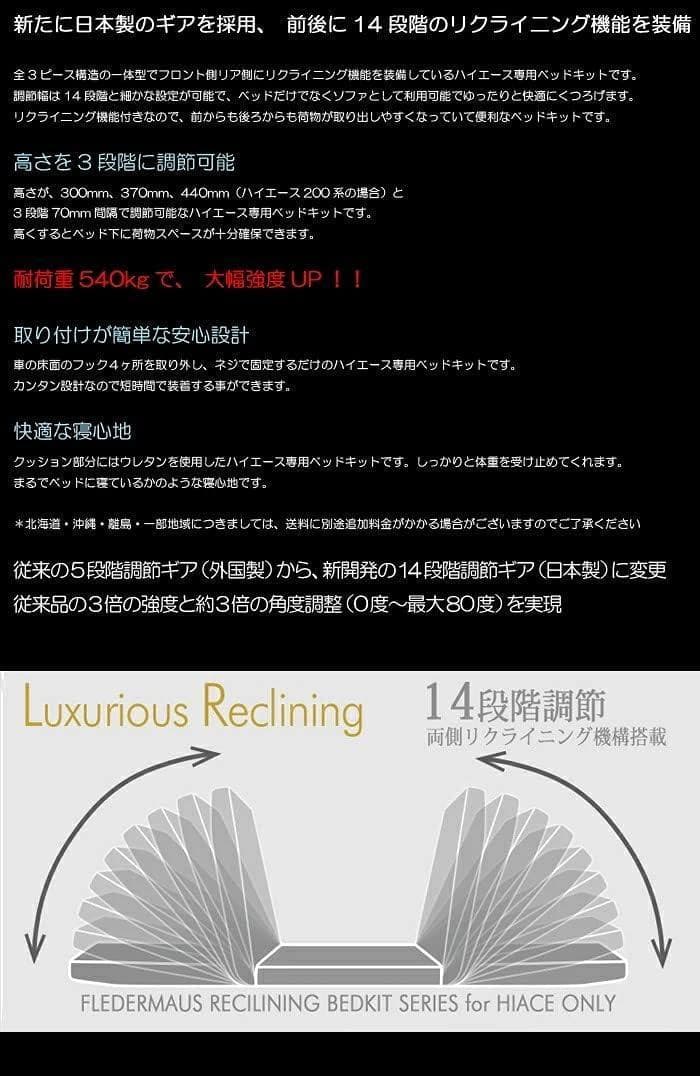 （ラスト1セット）フレーダーマウス　200系ハイエースワイド車用　ベッドキット